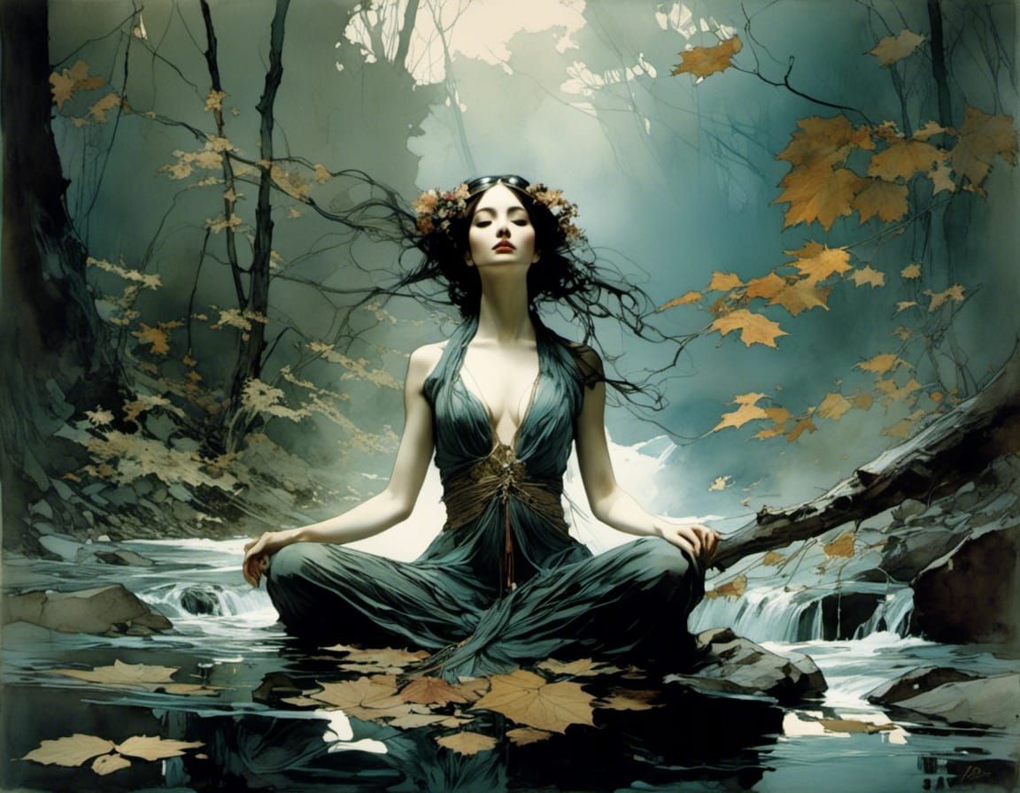 serene river goddess  by @drawin a story - maybe