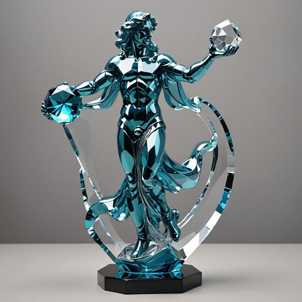 Lead glass Aquarius statue. Polygon art - AI Generated Artwork ...