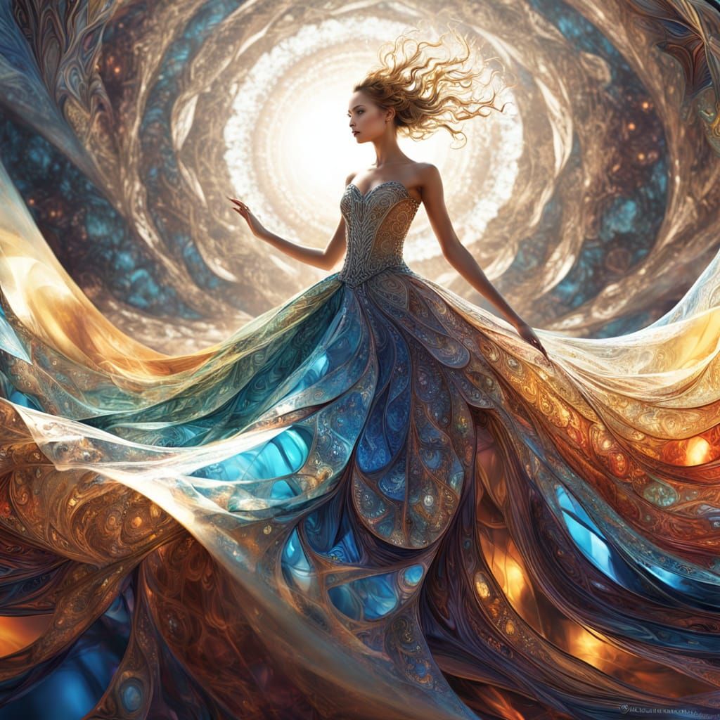 A ballgown with glass-like beads sparkling in the sunlight  by @undefined