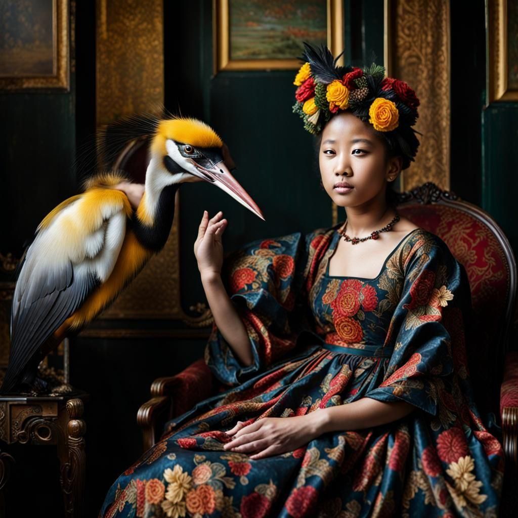 The Bird became attached to the Young Lady and Stayed with her for many years. 