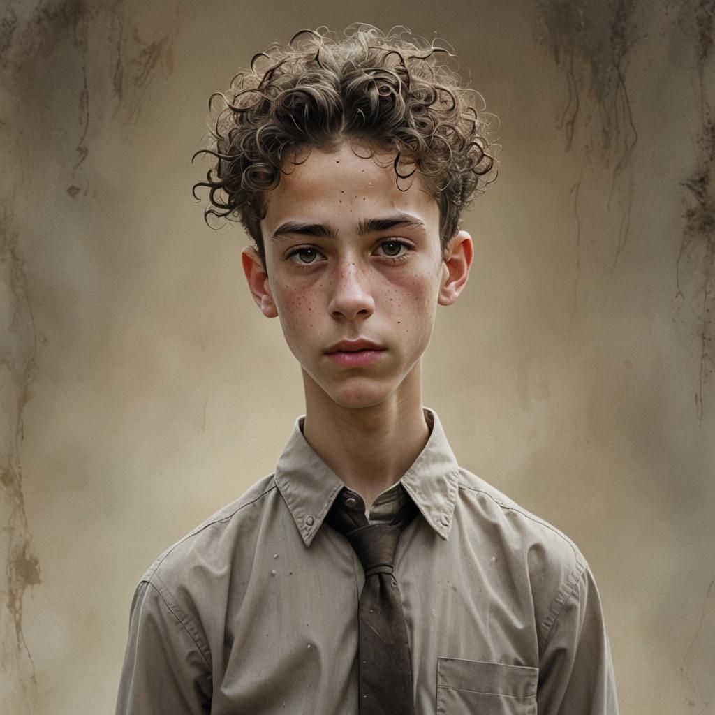 Frightened Orthodox Boy: Photorealistic Portrait in Rembrand...