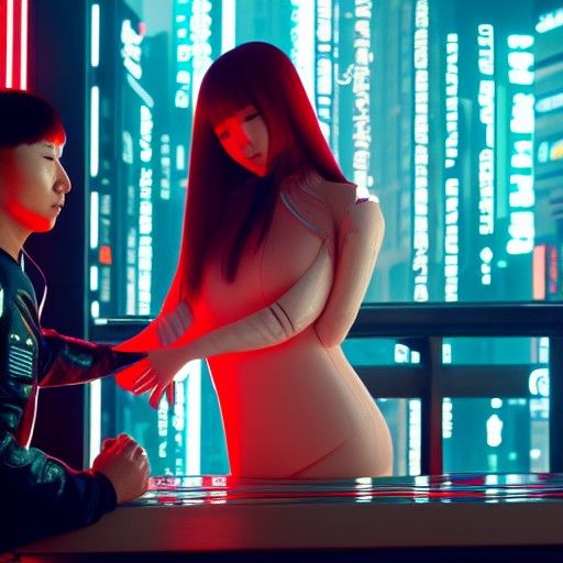 South korean girl about to serve her client.