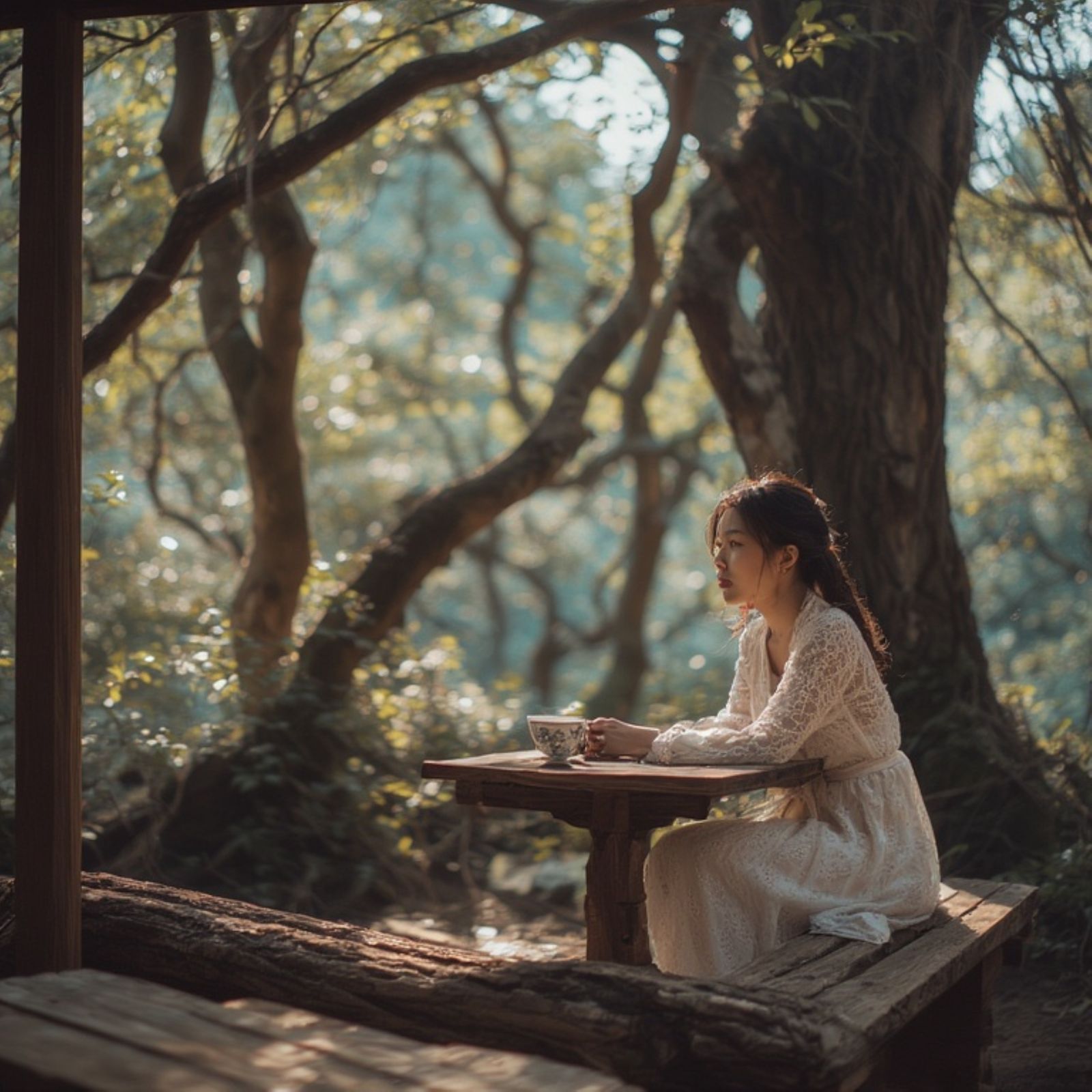 A solitary Asian woman