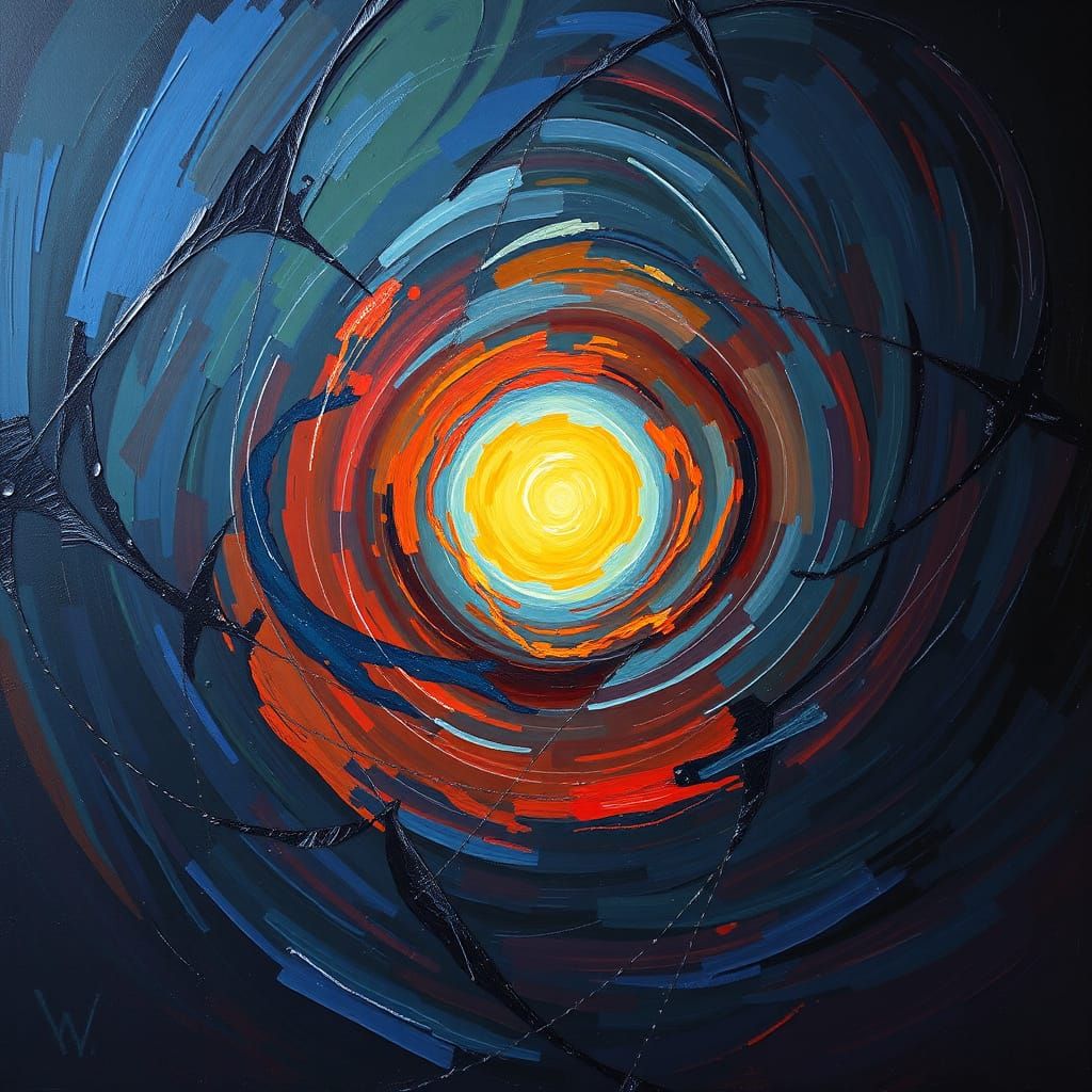 Whirling Hues: An Expressionist Impasto Oil Painting
