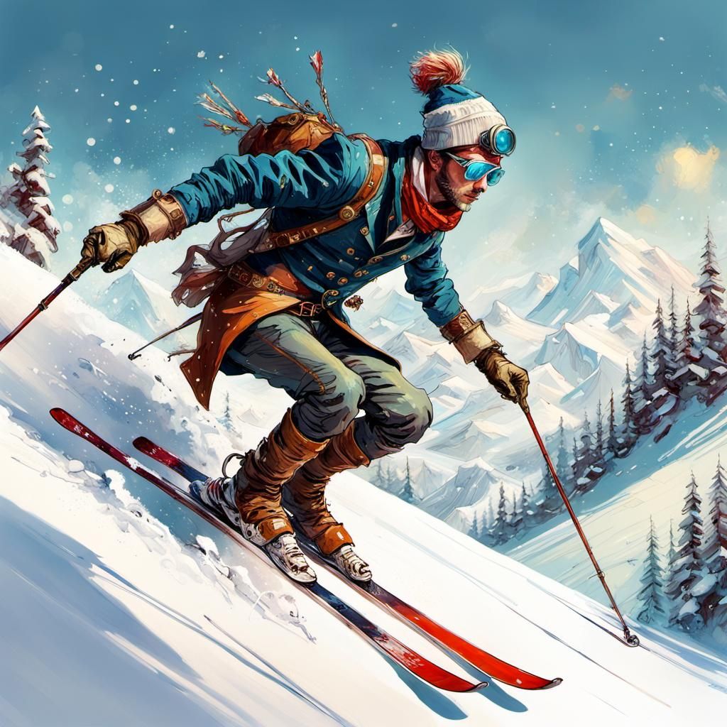Steampunk style alpine ski  by @Dobiki