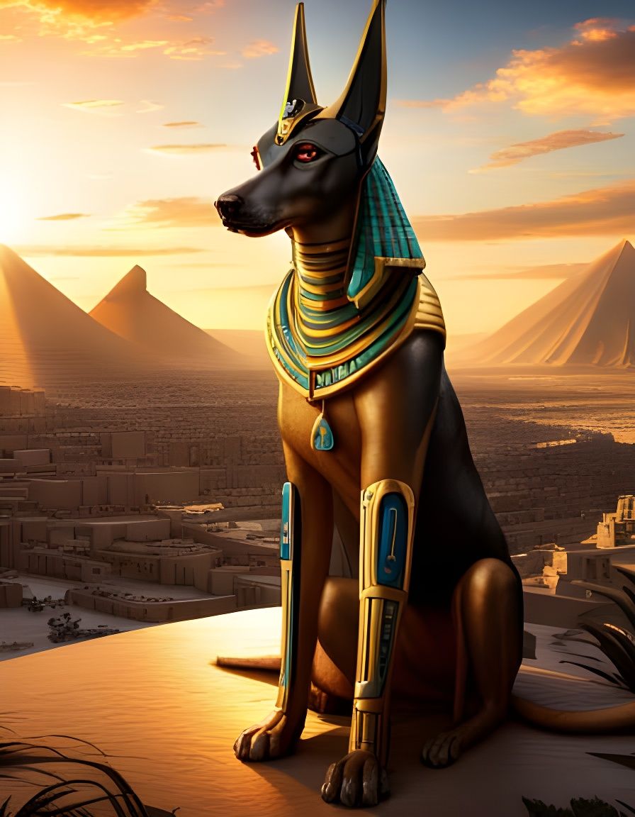 Anubis Guards the Pyramids    by @Axaliaa