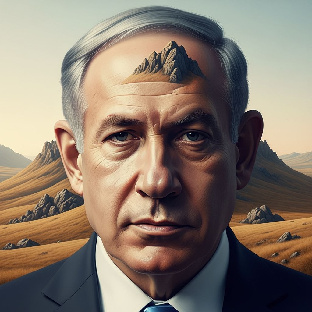 Surreal Portrait: Face Integrated into Earthy Landscape