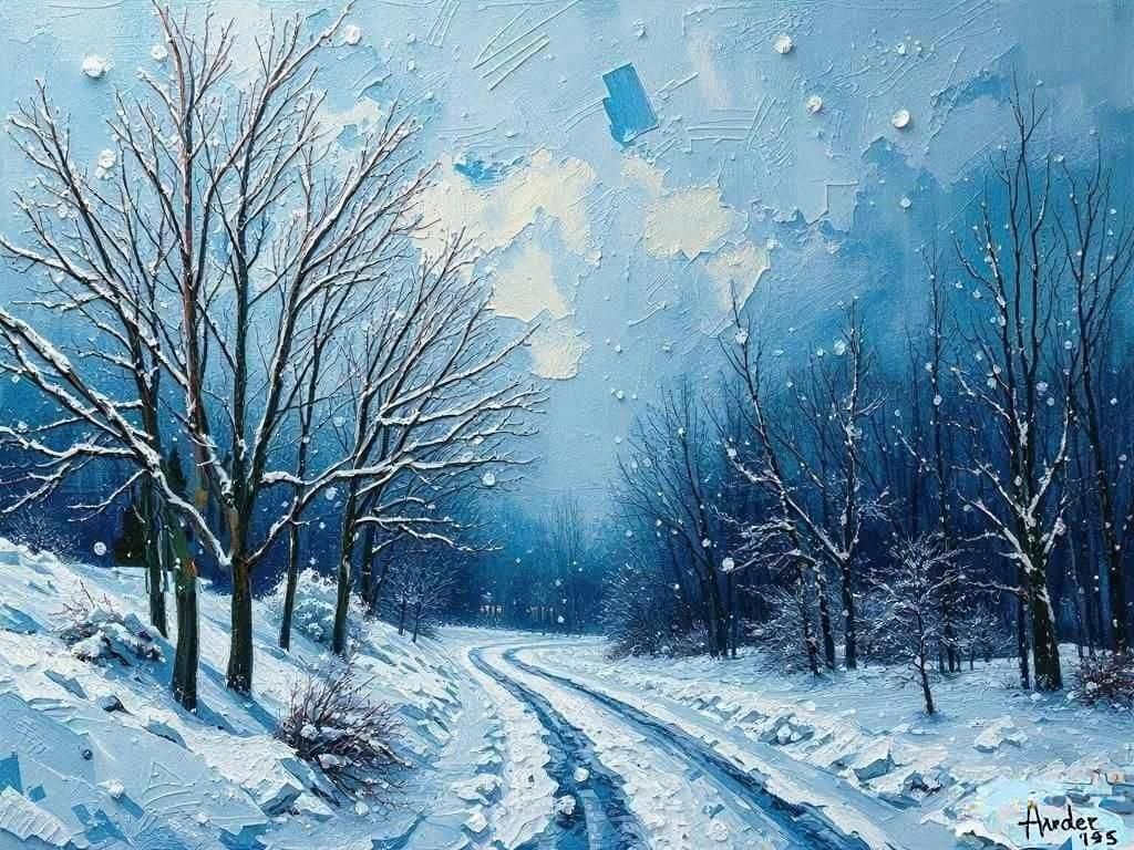 Winter - Impasto Painting by Igor Medvedev