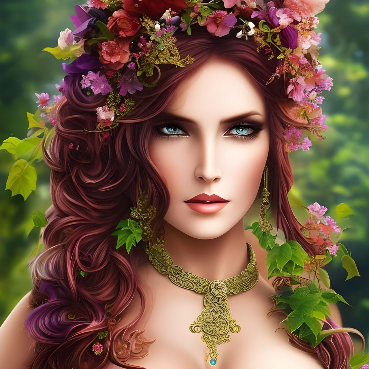 Beautiful female dryad covered in vines - AI Generated Artwork ...