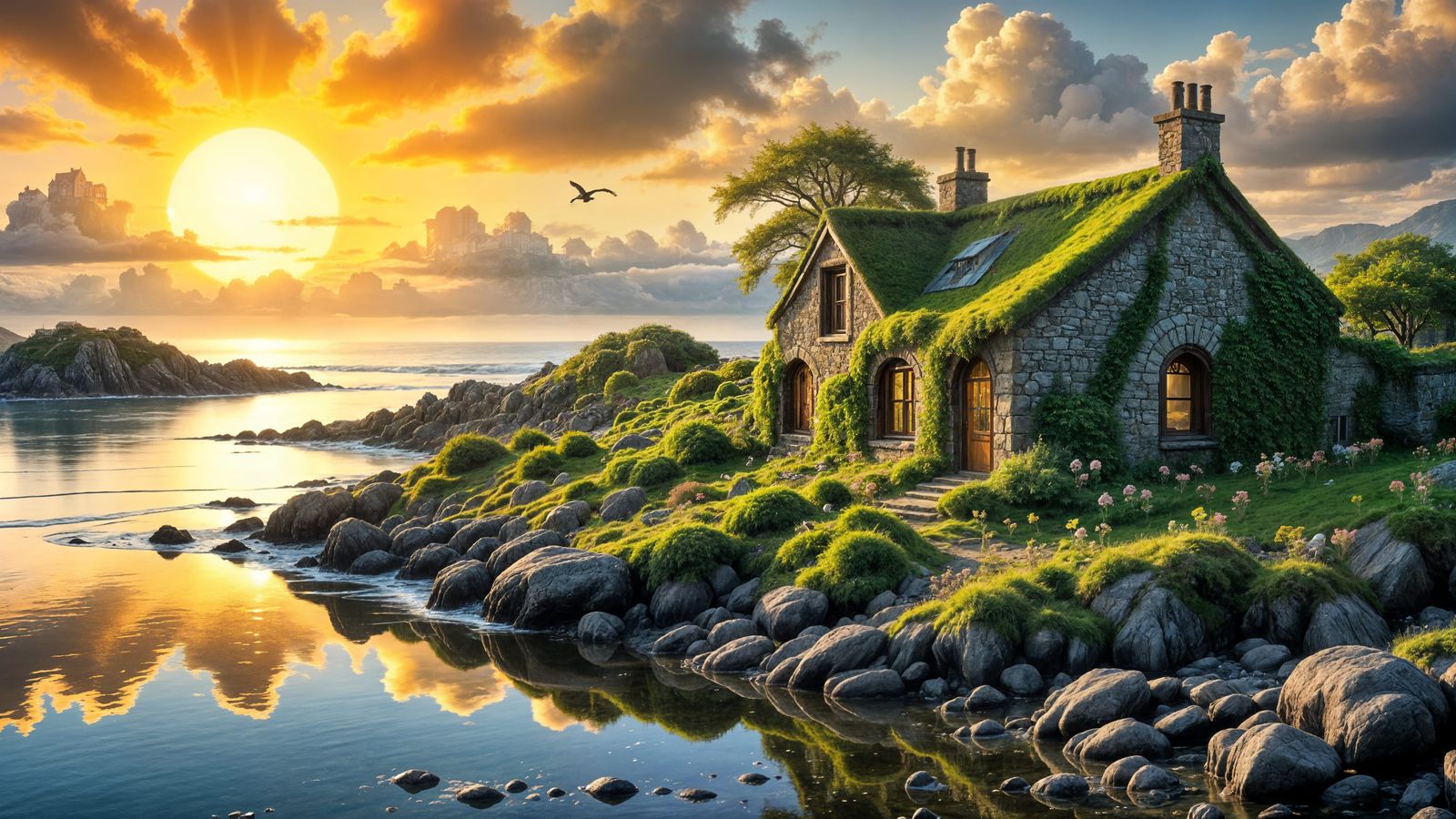 moss-covered stone cottage