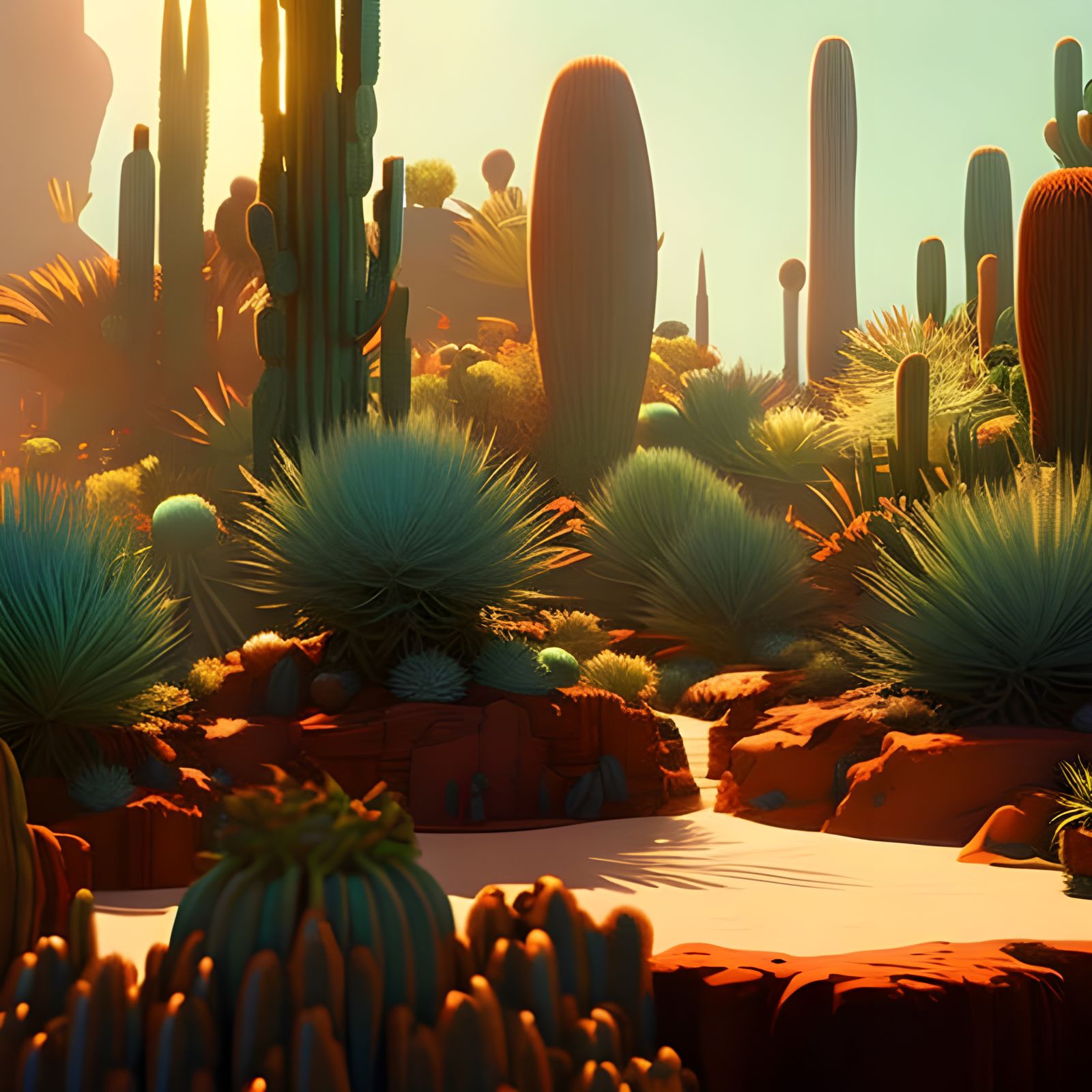 Cactus Garden - AI Generated Artwork - NightCafe Creator