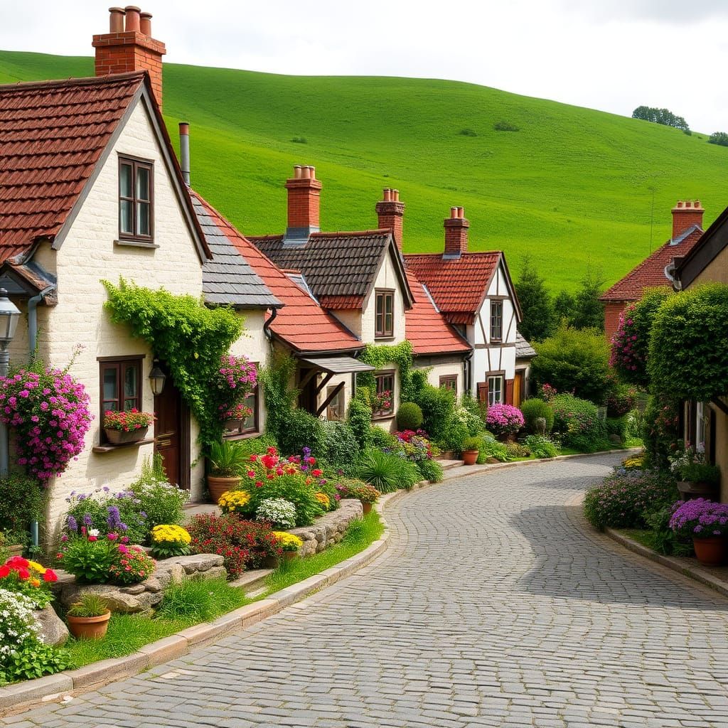 Charming Cottages in Rolling Green Fields