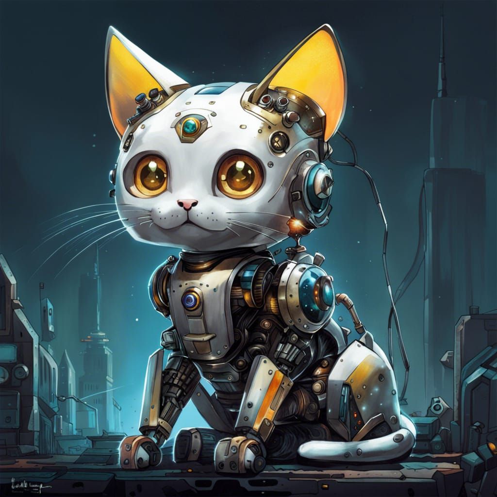 Robot Cat  by @Ate My Crayons 