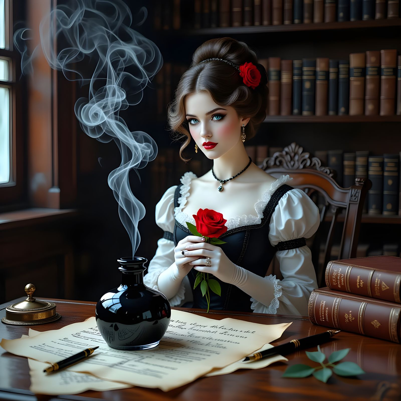 Monochrome Pencil Sketch: Woman Emerges from Ink