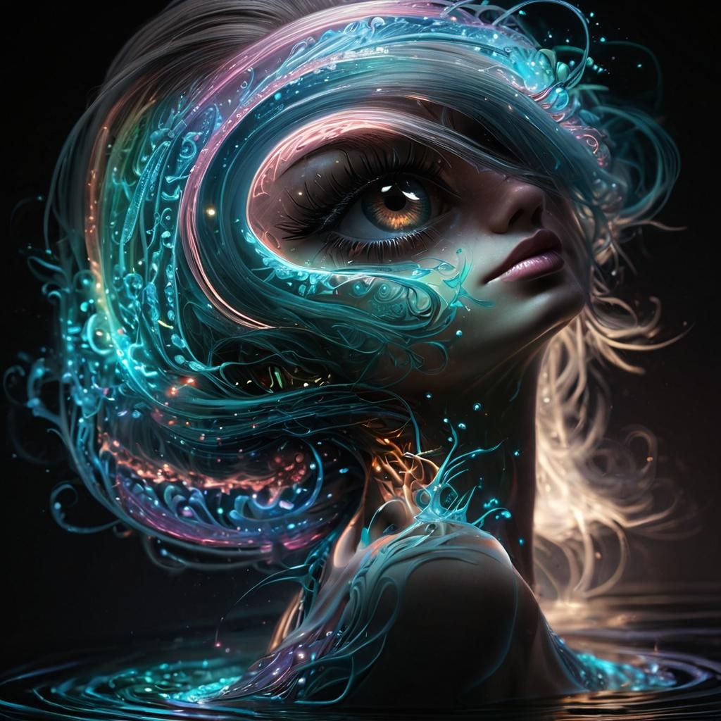 Bioluminescent Fractal Filaments with Luminous Tattoos