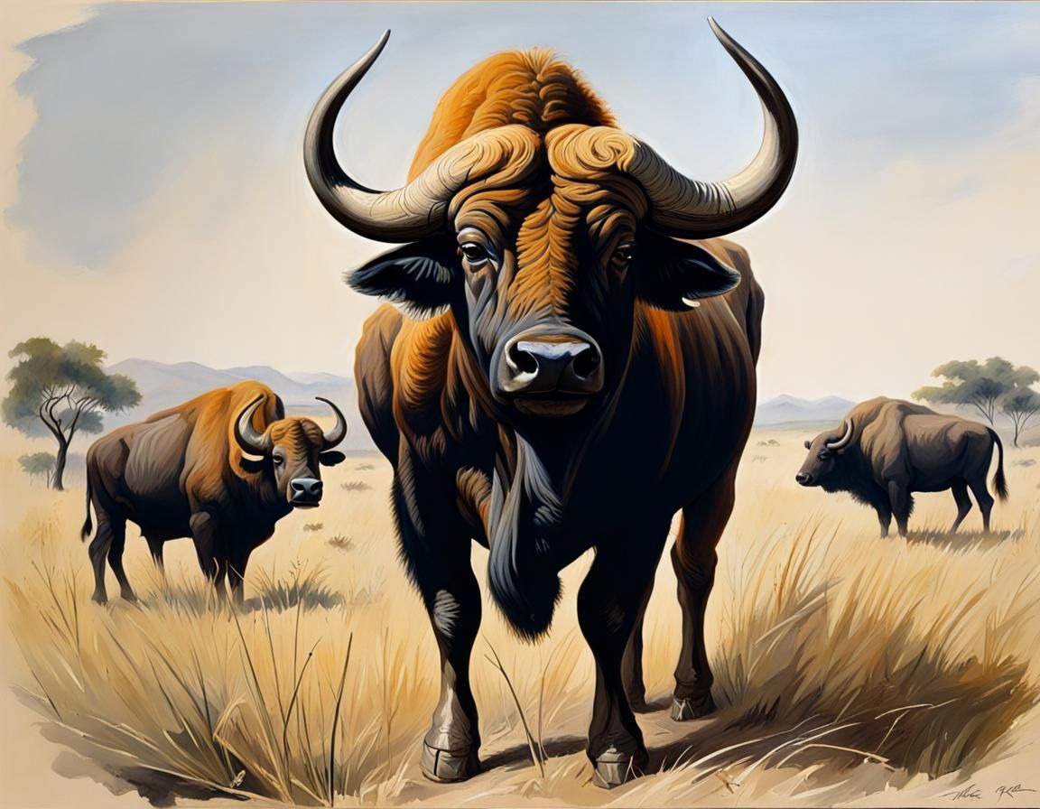 African Buffalo 🐃 painting by Rosa Bonheur