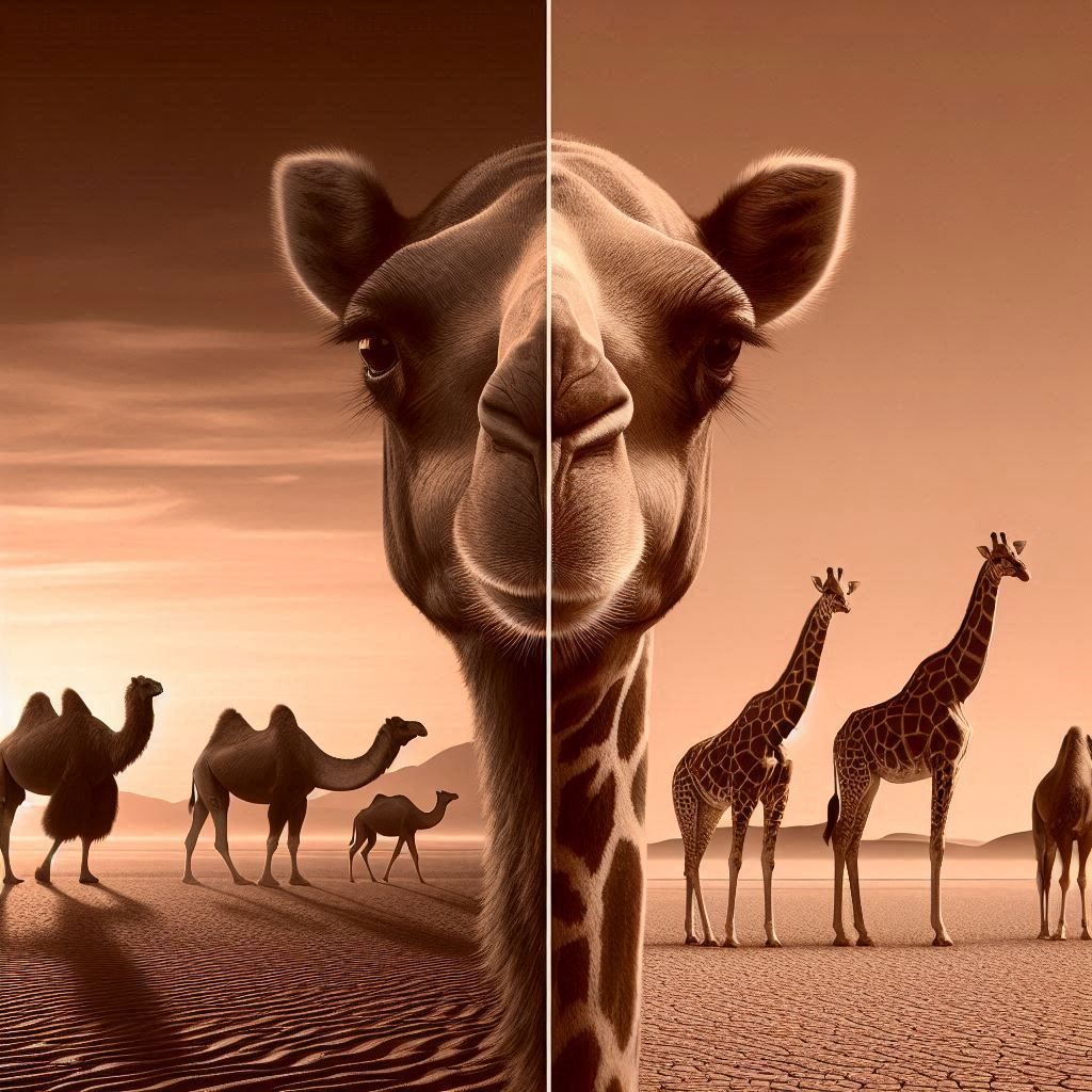Camels and giraffes