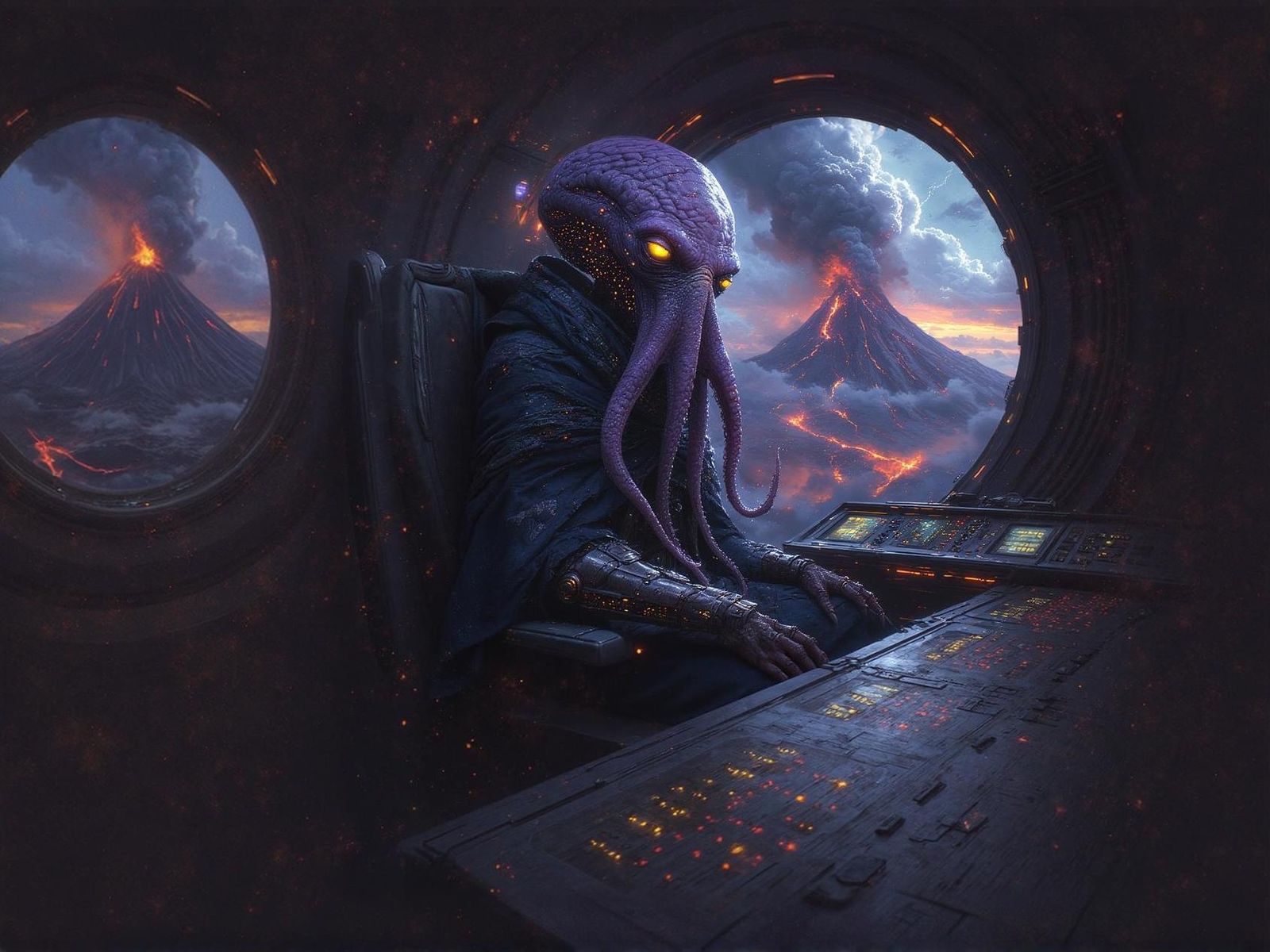 Xenuian Alien Pilots Spacecraft