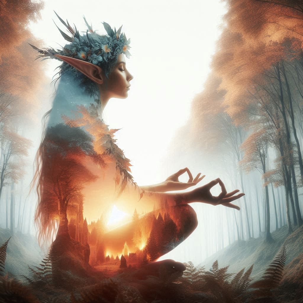 double exposure beautiful fantasy portrait landscape..