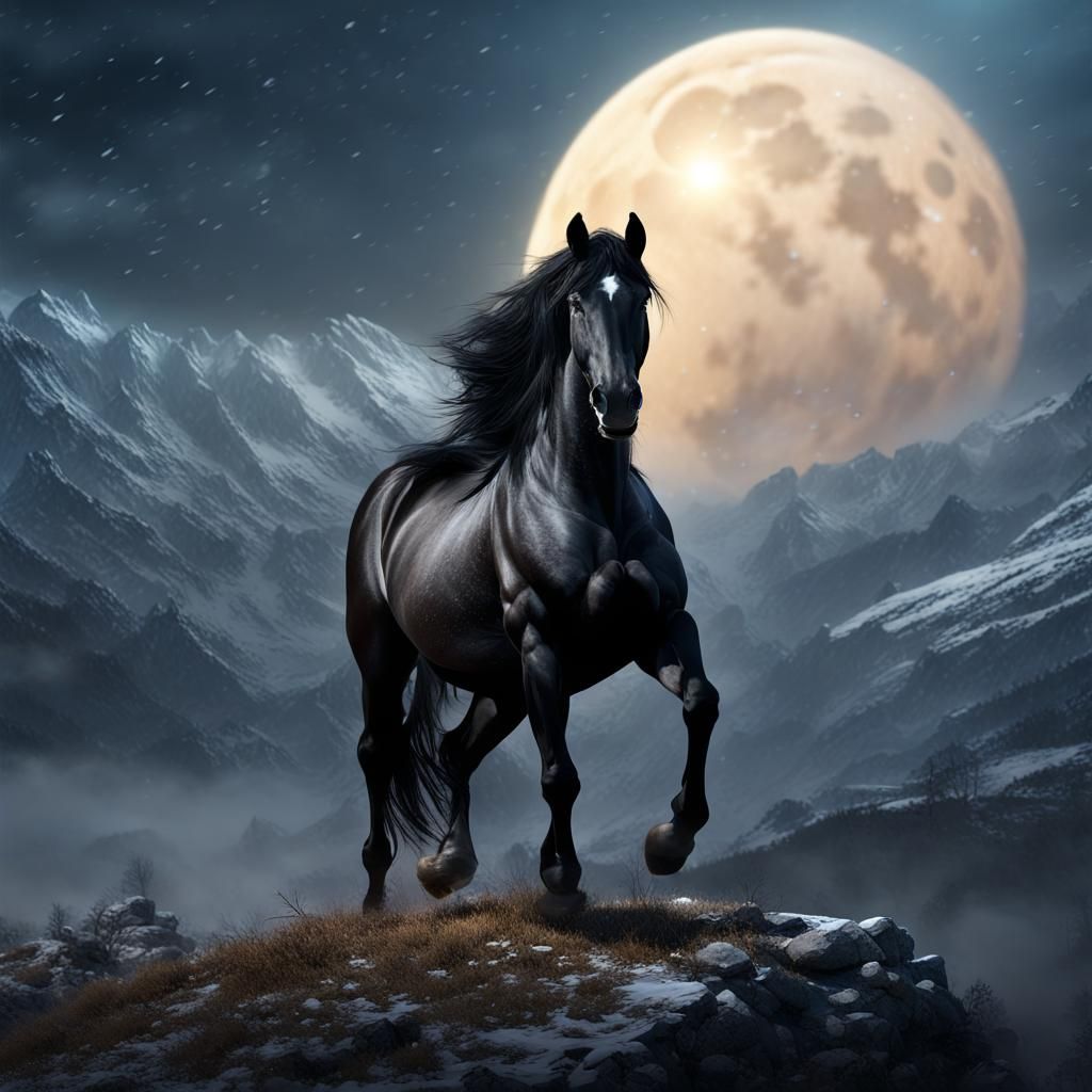 Beautiful wild black horse - AI Generated Artwork - NightCafe Creator