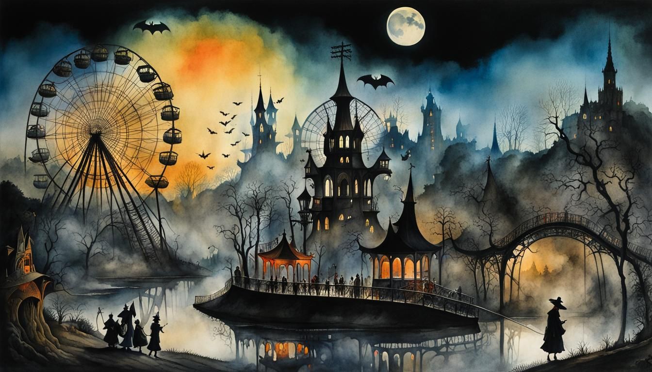 a haunted amusement park  by @ChaChaMeLeon