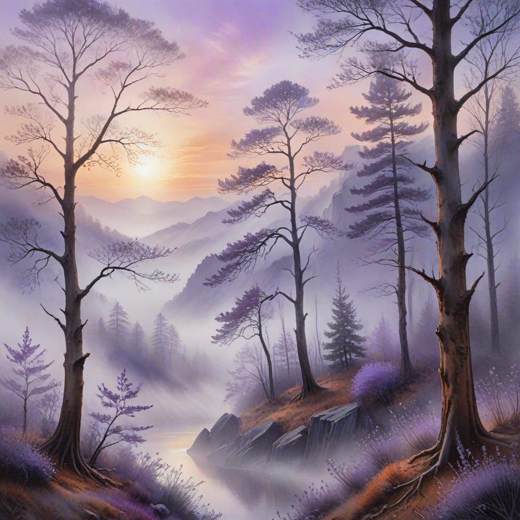 A serene and poetic dreamscape painting   by @Marshas Creative AI Designs