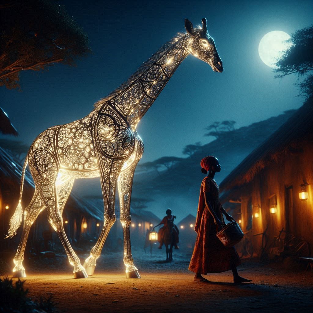 Giraffe illuminating wisdom and peace