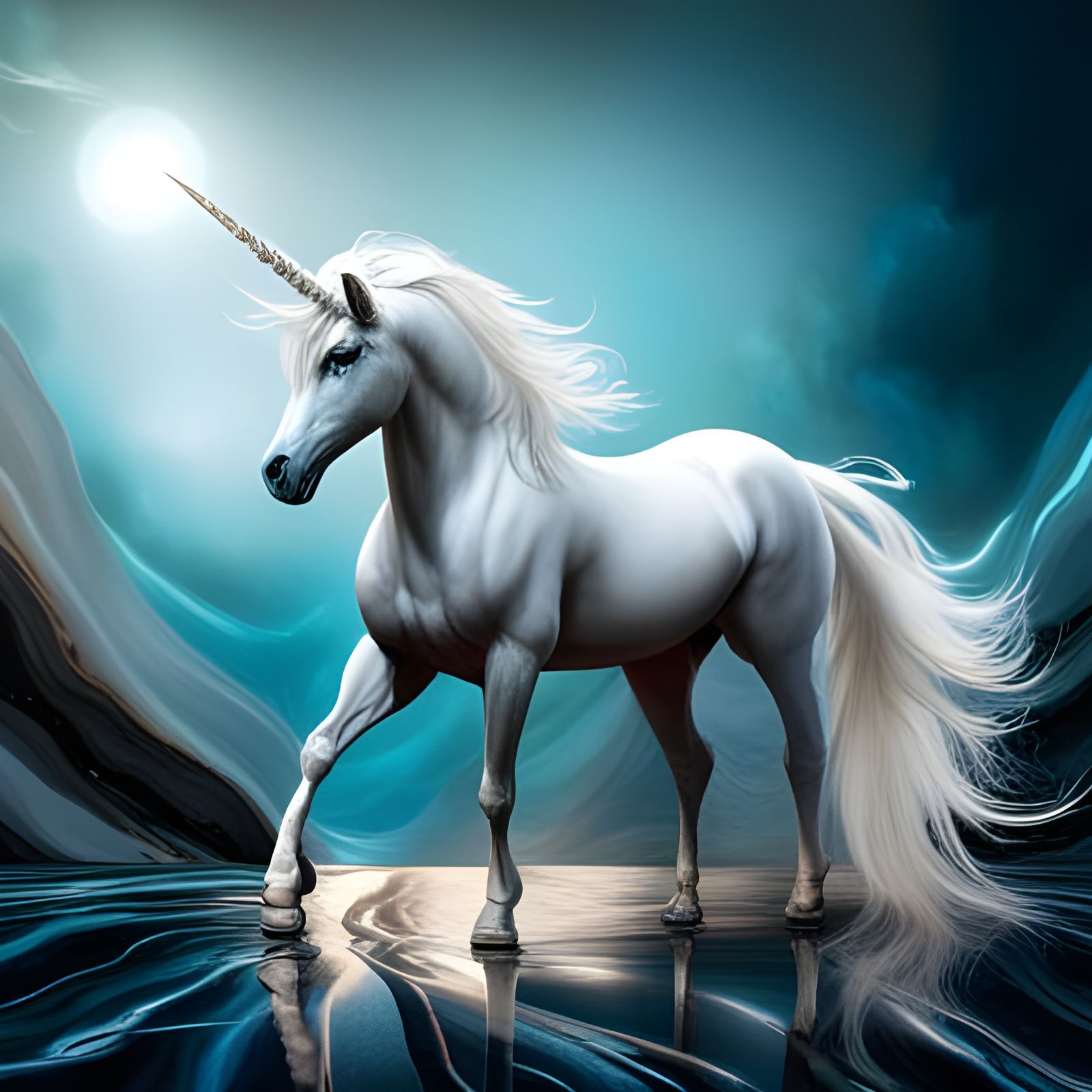 Beautiful white unicorn with silver horn  by @Kim