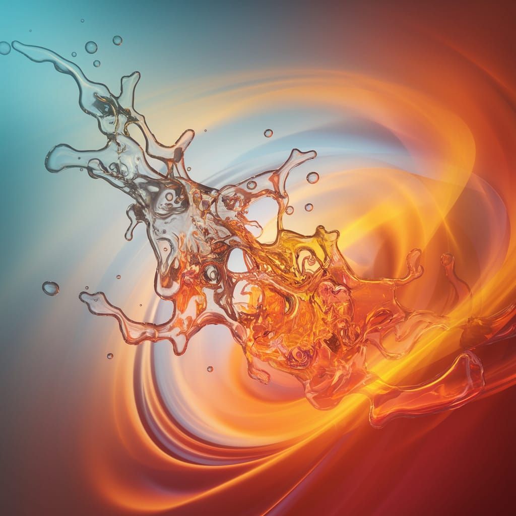 Abstract Dance of Water and Fire in Vibrant Colors