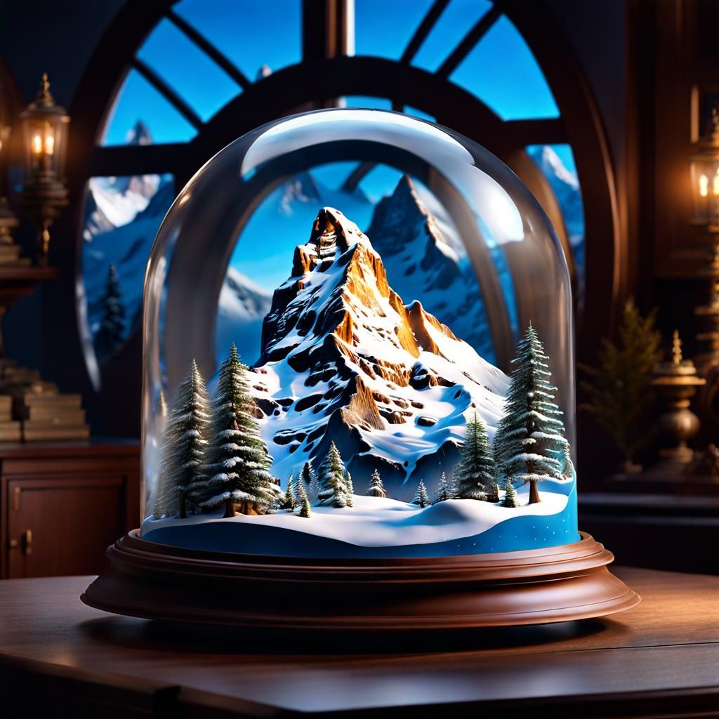 Matterhorn snow globe - AI Generated Artwork - NightCafe Creator