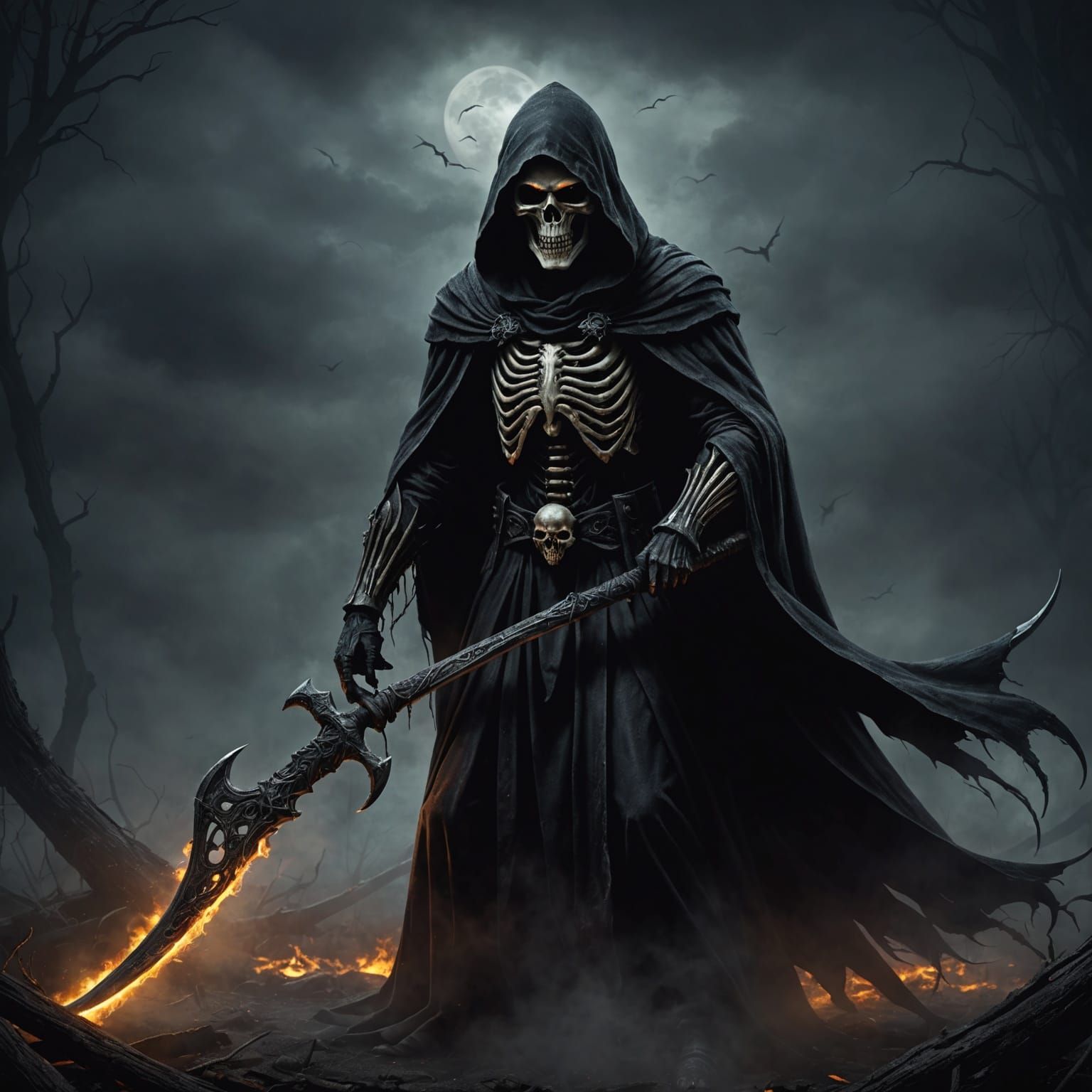 Grim Reaper Emerges From Dark Fog
