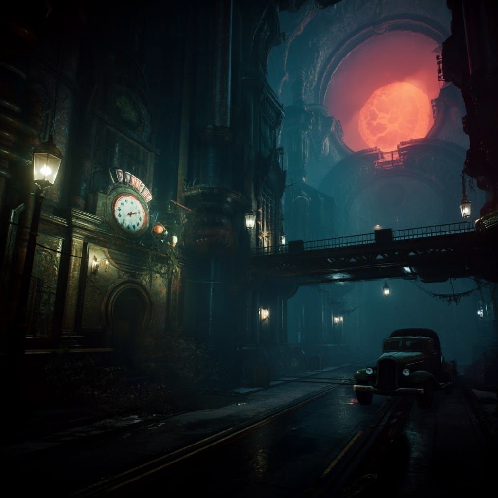 Petrolpunk; Horror by John Picacio, detailed matte painting,...