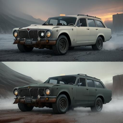 1965 steampunk XJ6 grille station wagon wide sand tires spoi...