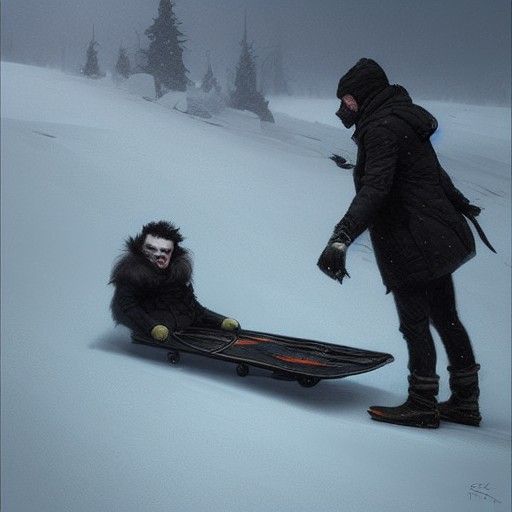 My cousin's, he took me out on a sled
