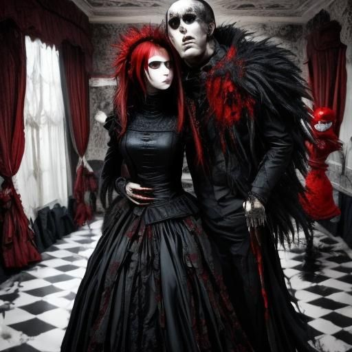 <lora:Rococo-Horrorcore II:1.0> The dark gray and bronze fea...