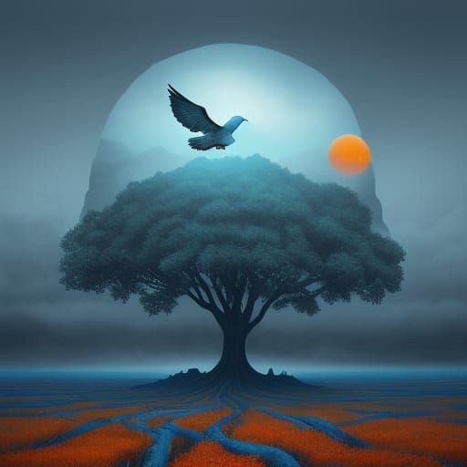 Surreal Duality: Peace Versus Battlefield in Ethereal Mist