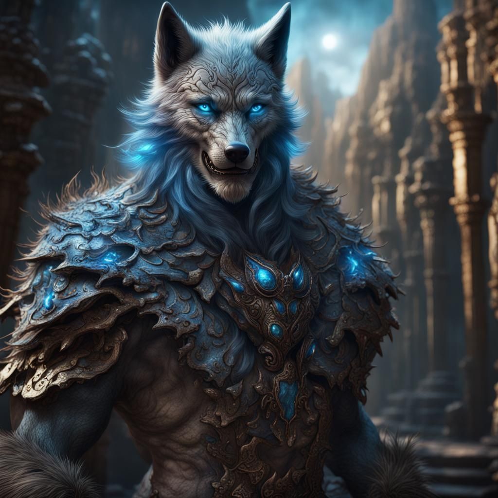 Wolf-man with blue eyes