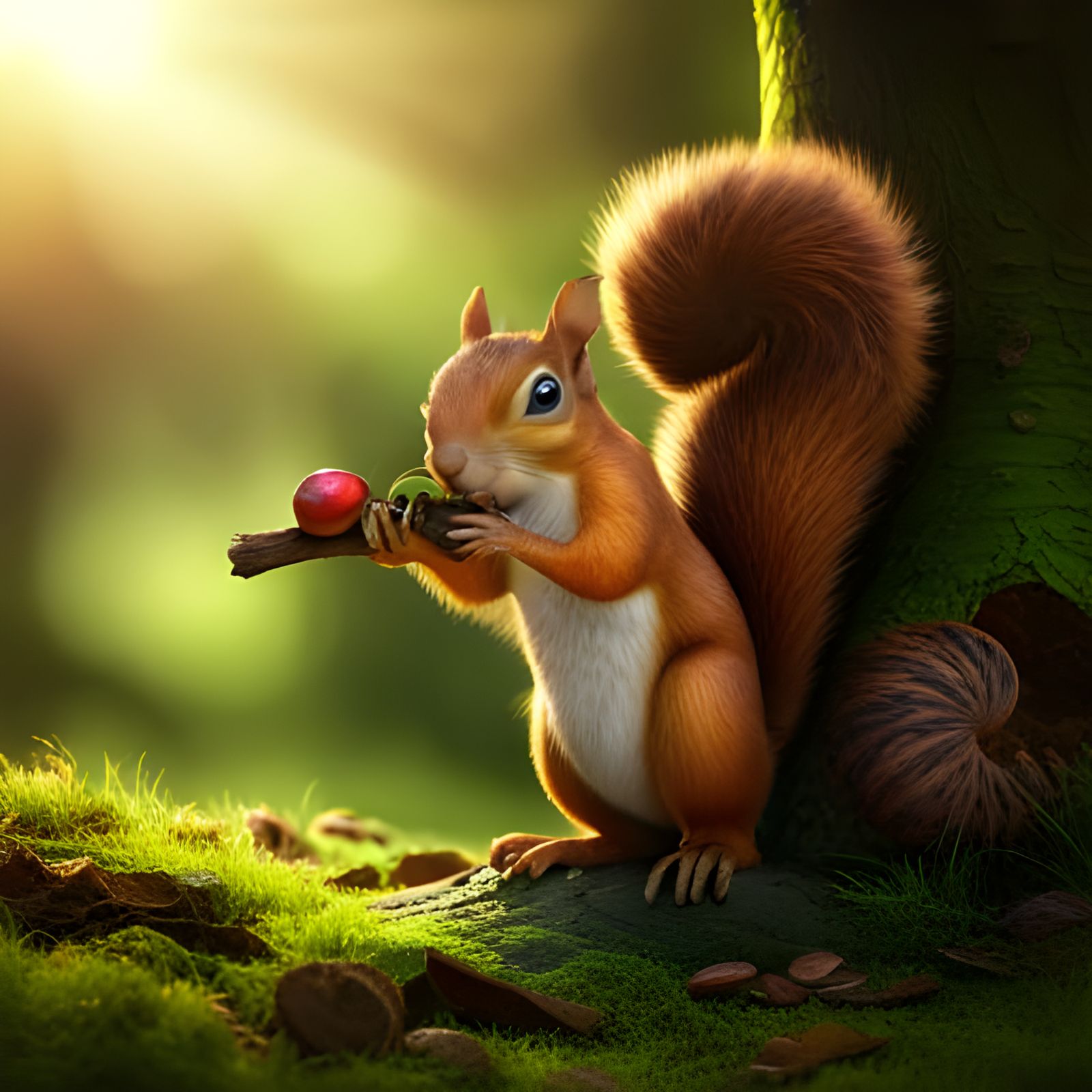 Cute squirrel eating - AI Generated Artwork - NightCafe Creator