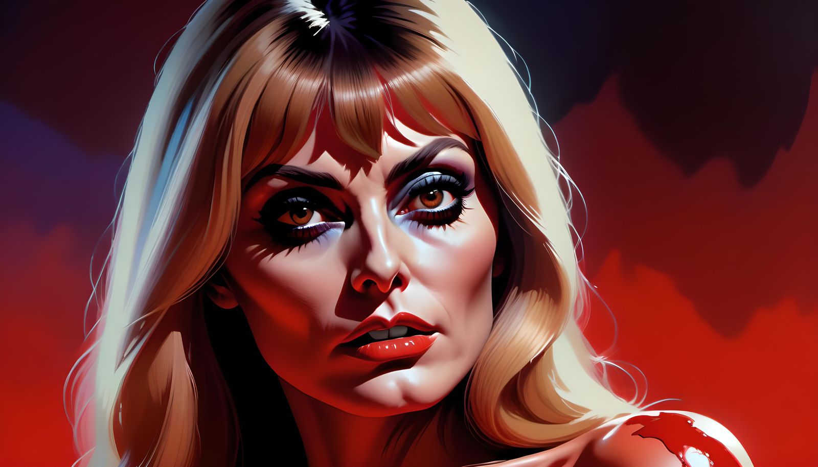 Sharon Tate as Vampirella (series) Hyperrealistic, splash ar...