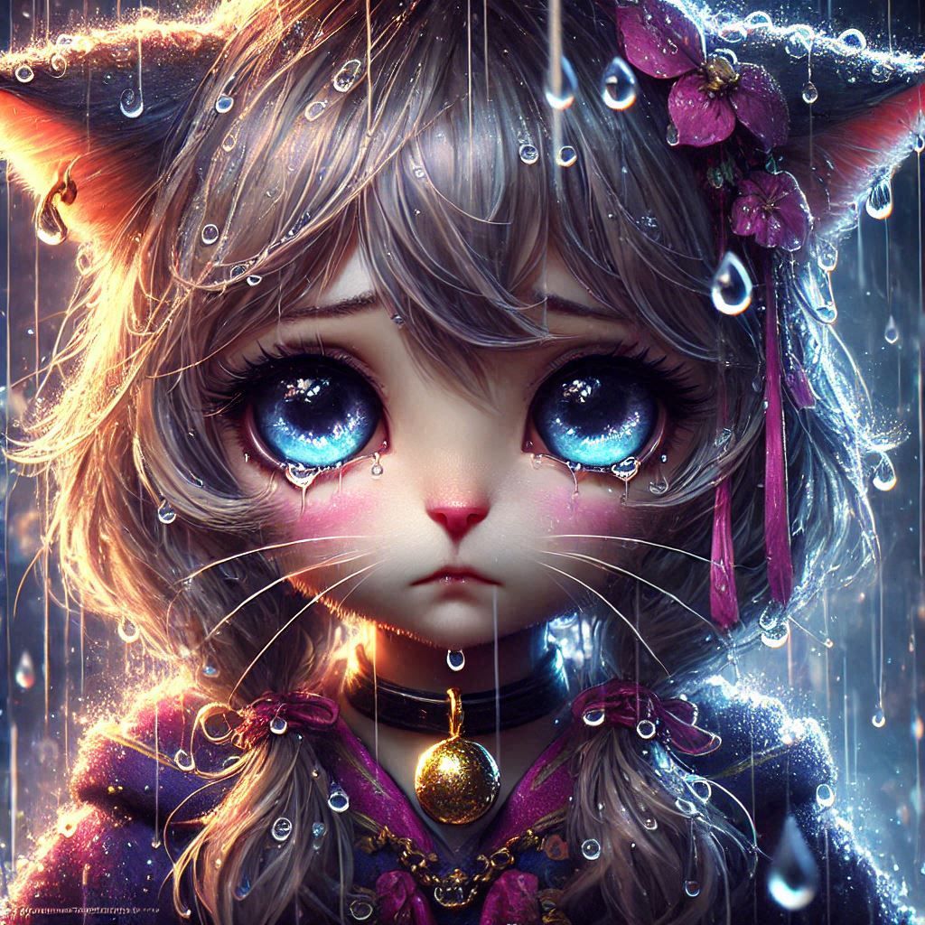 Sad humanoid cat