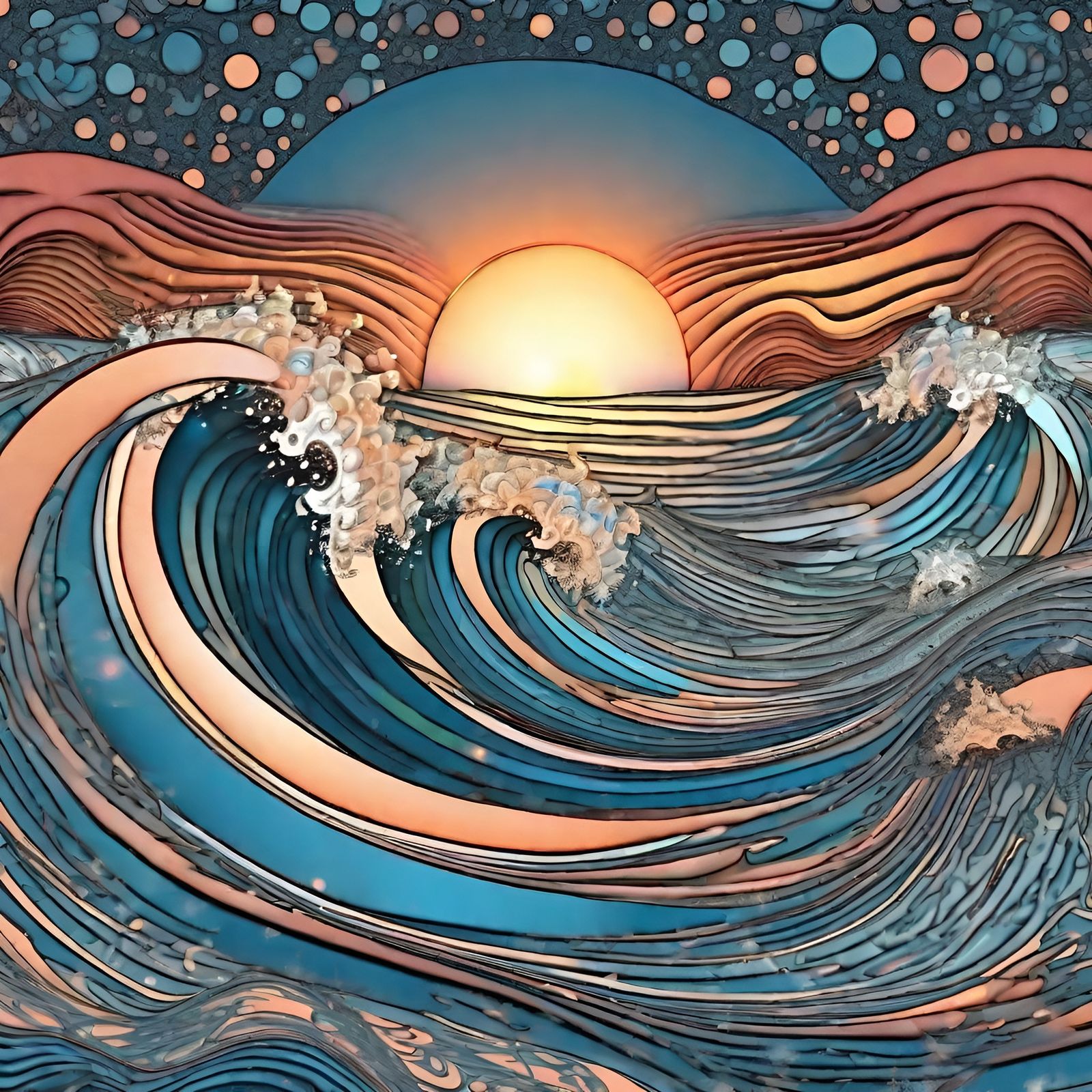 Sunset and Waves