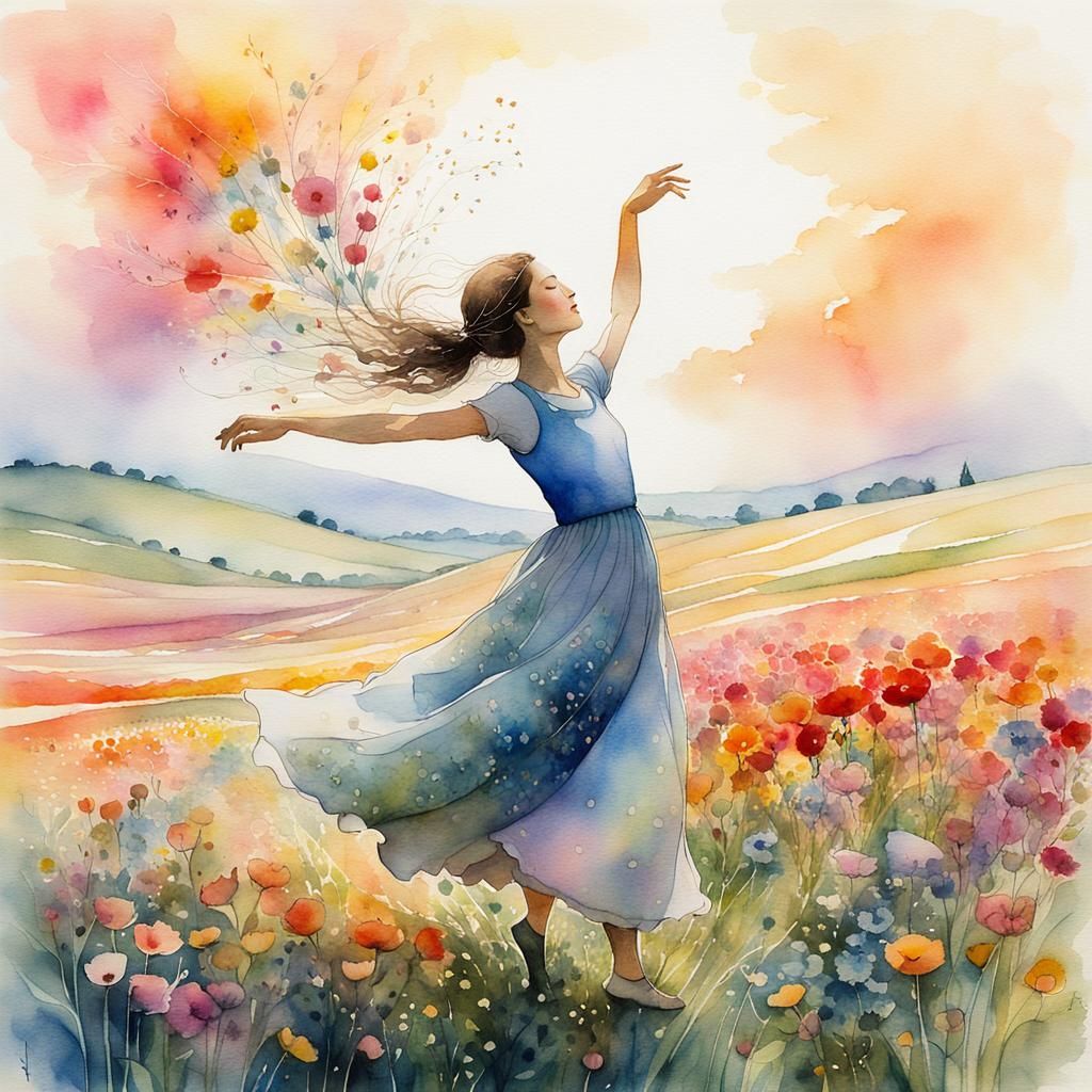 Dancing on flowered meadow  by @Vochomurka