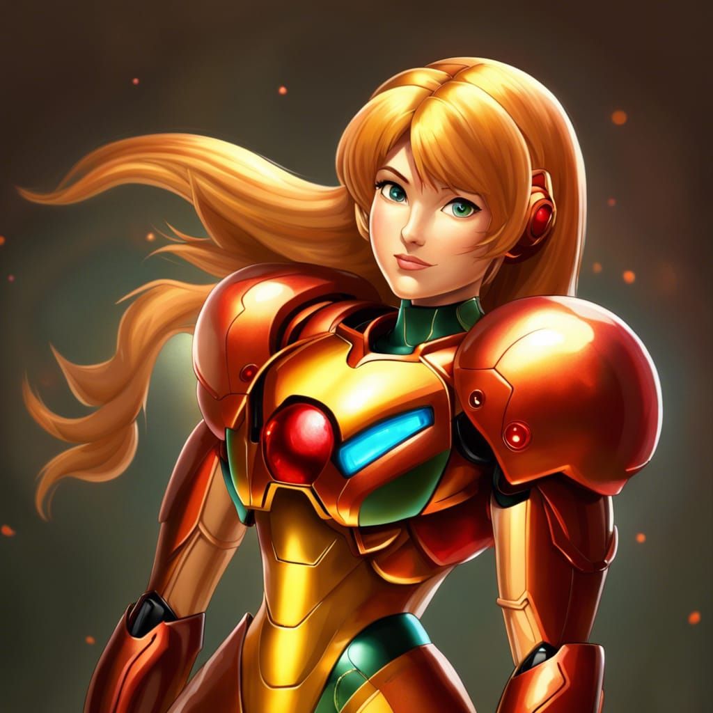 masterpiece portrait of Samus Aran from Metroid, pony (((ginger brown ...