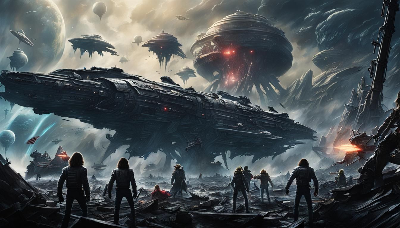 Captain Harlock and crew fighting the sylvidre aliens, epic ...