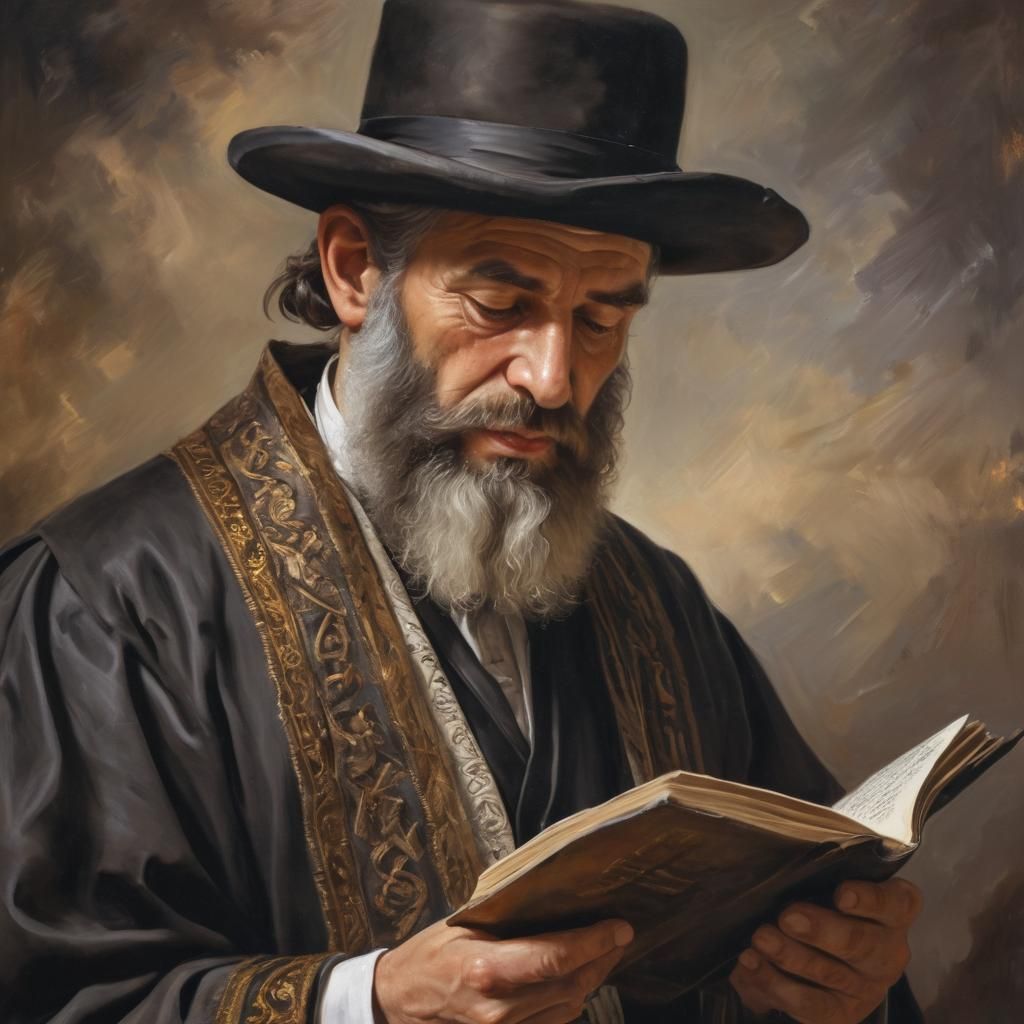 Man in Jewish Attire: Oil Painting with Warm Light