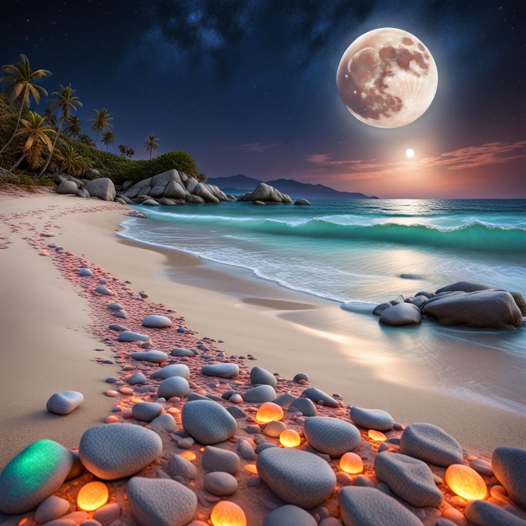 Illuminated Beach Evening  by @Thomas