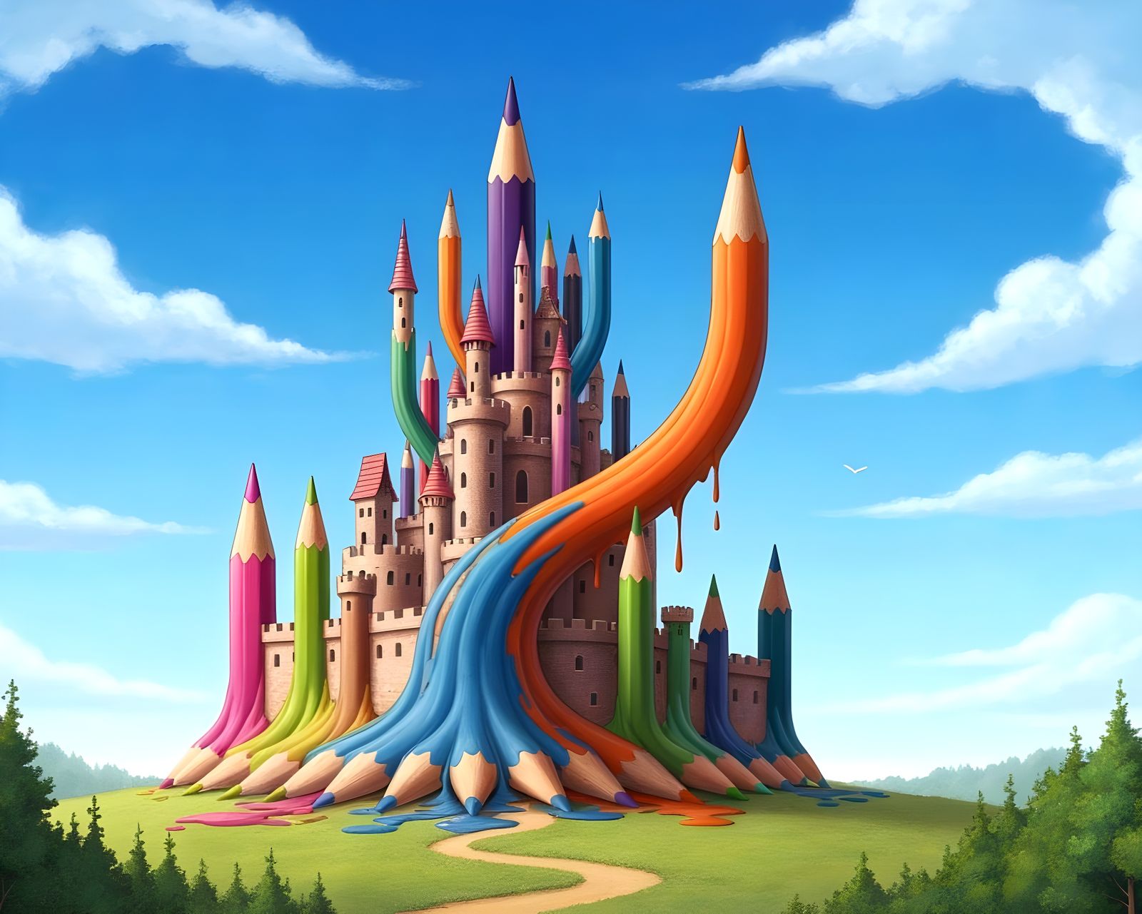 Colored pencil chromatic castle metamorphosis  by @Gary Murakami