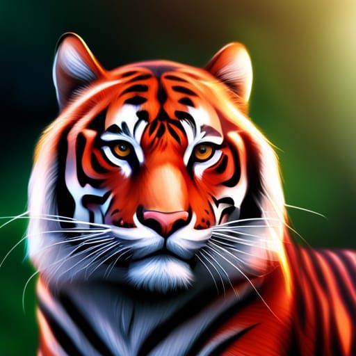 Red tiger hyper realistic 8k resolution intense depth of fie...