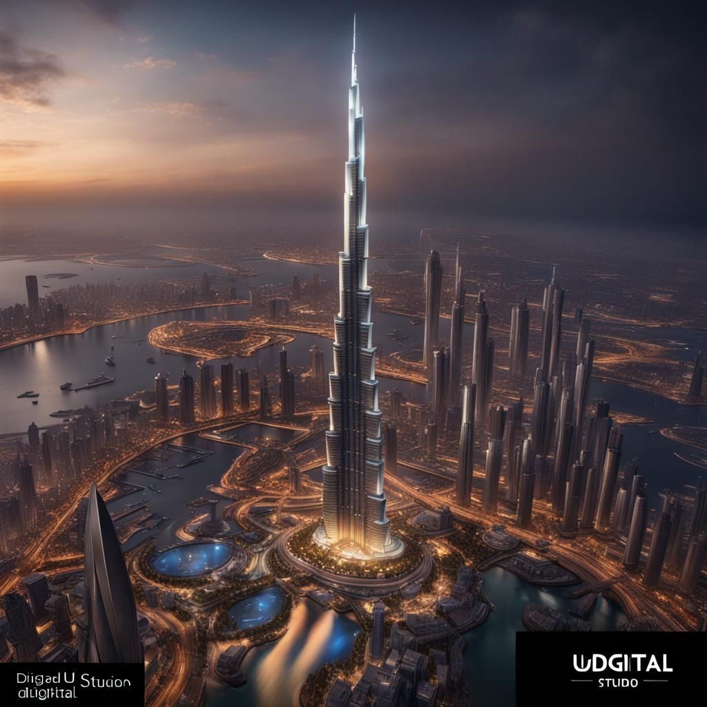 UG_DIGITAL_STUDIO banner on burj khalifa AI Generated Artwork