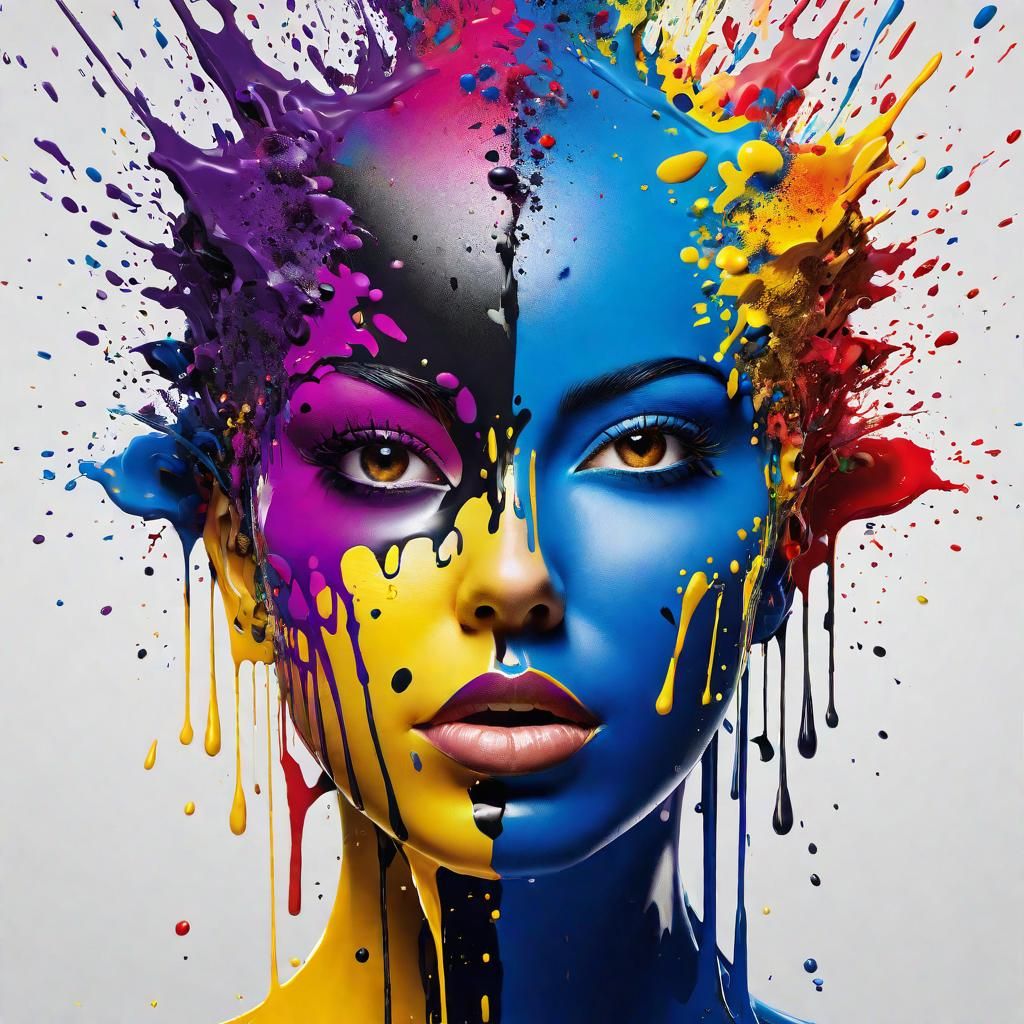 Splatter Paint Colorful Portrait - AI Generated Artwork - NightCafe Creator